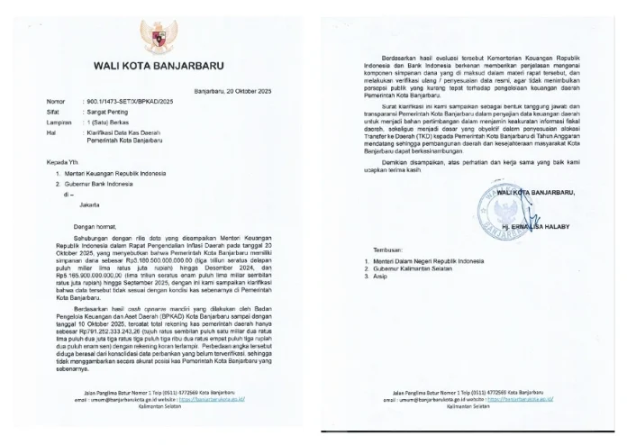 Viral! Wali Kota Banjarbaru Klarifikasi Data Kas Rp5 Triliun, Ini Faktanya